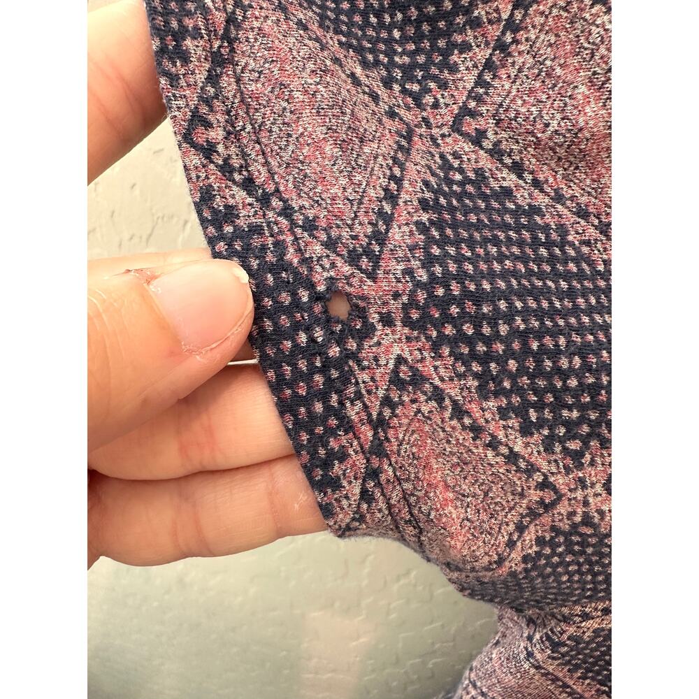 LUCKY BRAND | Blue Rust Boho Print Lightweight Scoop Neck Short Sleeve Tee | XL - Picture 5 of 5